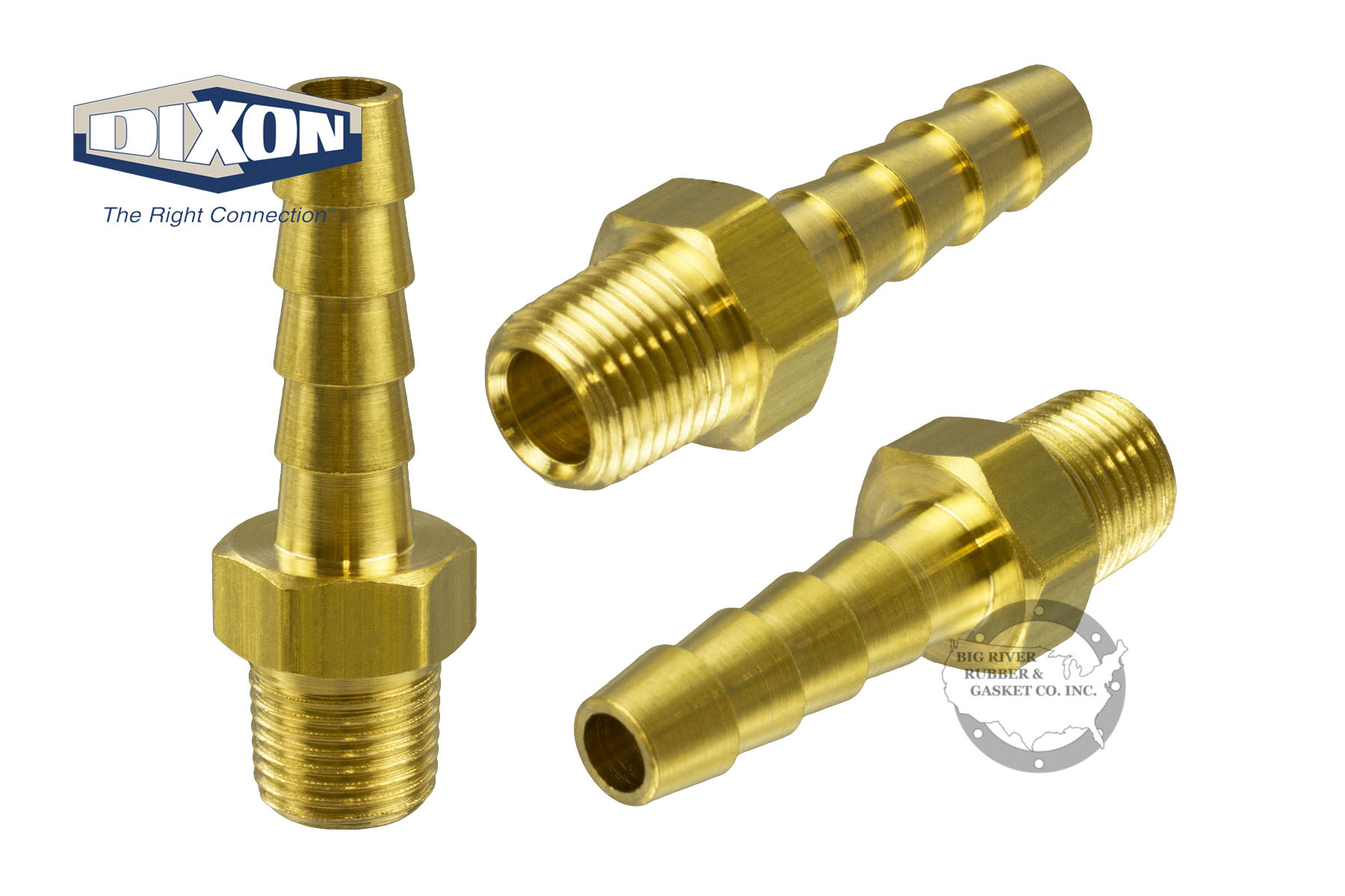 Brass Male NPT x Hose Barb 1020402C Big River Rubber & Gasket