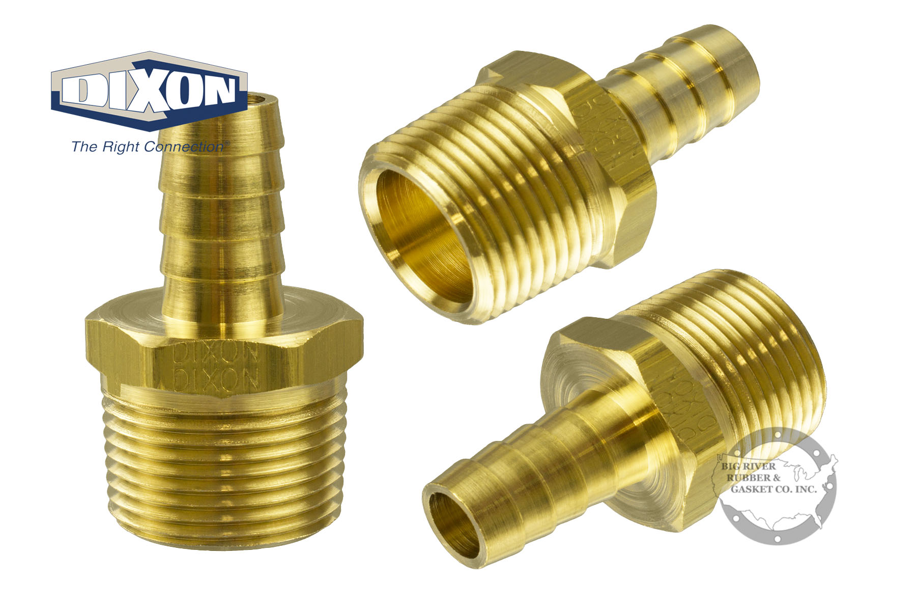 Brass Male NPT x Hose Barb 1020812C Big River Rubber & Gasket