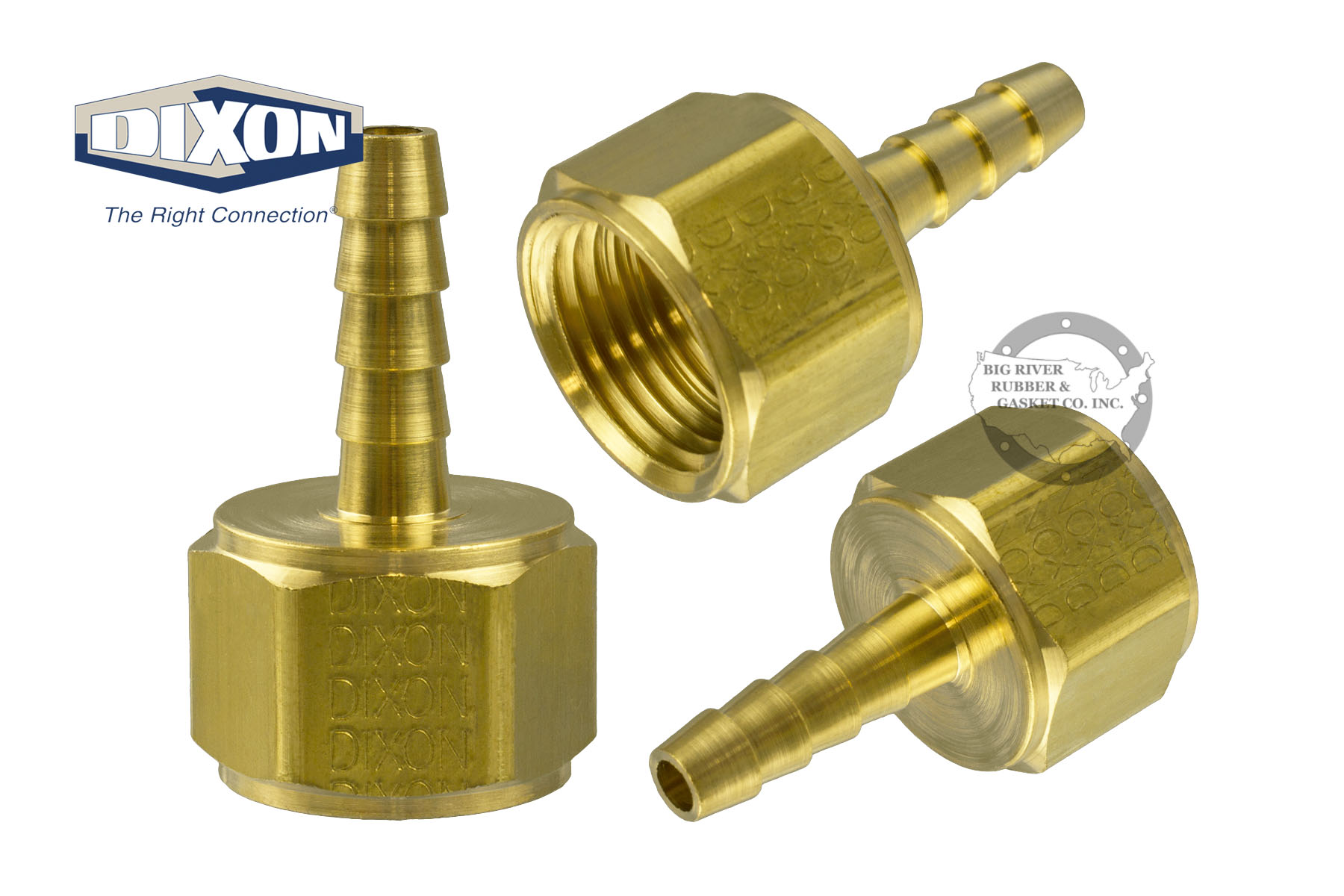 Brass Female NPT x Hose Barb 1040408C Big River Rubber & Gasket