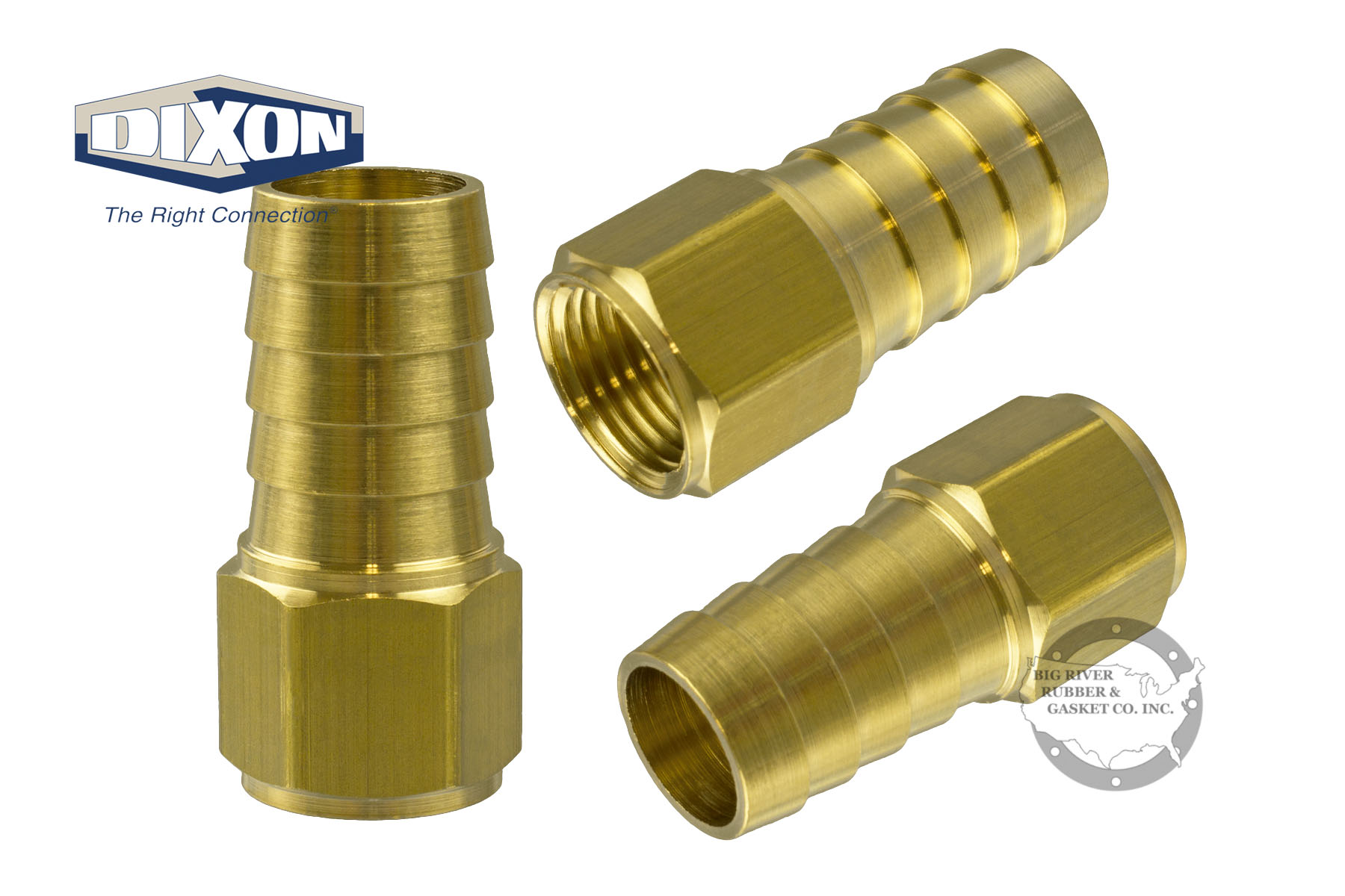 Brass Female NPT x Hose Barb 1041006C Big River Rubber & Gasket