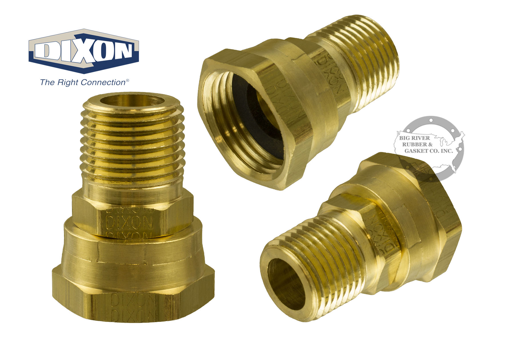 Dixon® Brass Female Ght Swivel X Male Npt Adapter 5041208c Big River Rubber And Gasket