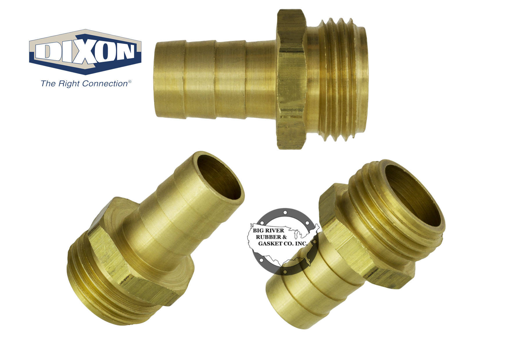Brass Male GHT x Hose Barb Big River Rubber & Gasket