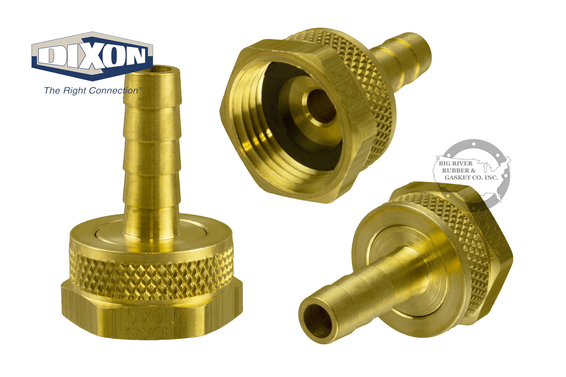 Brass Garden Hose Shank Female w/Swivel Nut 5910612C Big River Rubber & Gasket