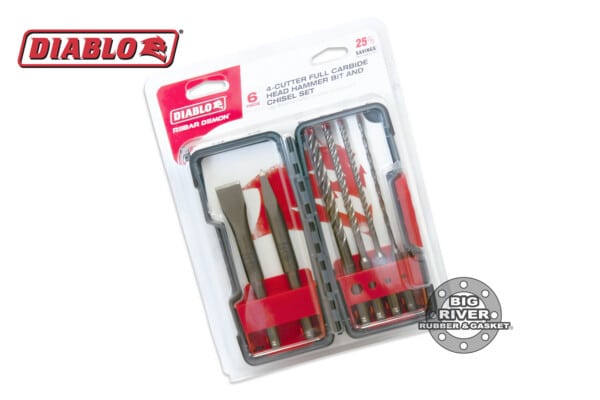 Diablo DMAPL9930-S6 6pc SDS-Plus Rebar Demon™ 4-Cutter Full Carbide Head Hammer Drill Bit & Chisel Set (6-Piece)