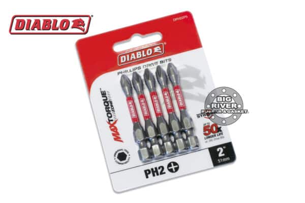 Diablo DPH22P5 2" #2 Phillips Drive Bits (5-Pack)