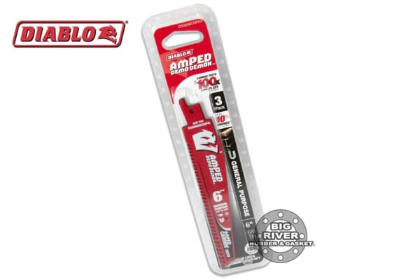 Diablo DS0609CFPA3 6" 6/9TPI AMPED™ Demo Demon™ Carbide Teeth Reciprocating Saw Blades for General Purpose Cuts (3-Pack)
