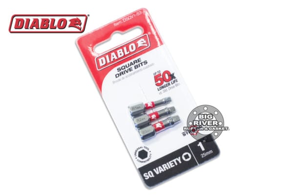 Diablo DSQV1-S3 1" Assorted Square Drive Bits (3-Piece)