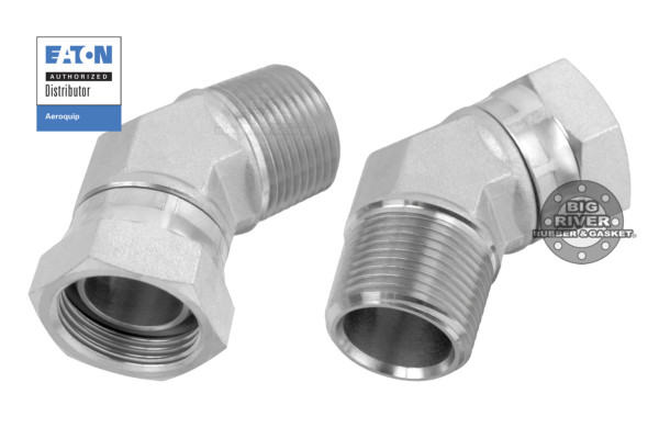 Eaton Aeroquip Female Internal Pipe Swivel to Male External Pipe NPTF/NPSM SAE 45° Elbow Adapter