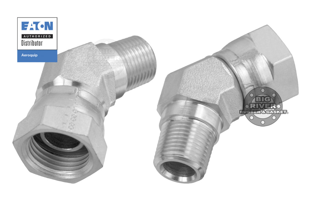 Eaton Aeroquip Female Internal Pipe Swivel to Male External Pipe NPTF/NPSM SAE 45° Elbow Adapter