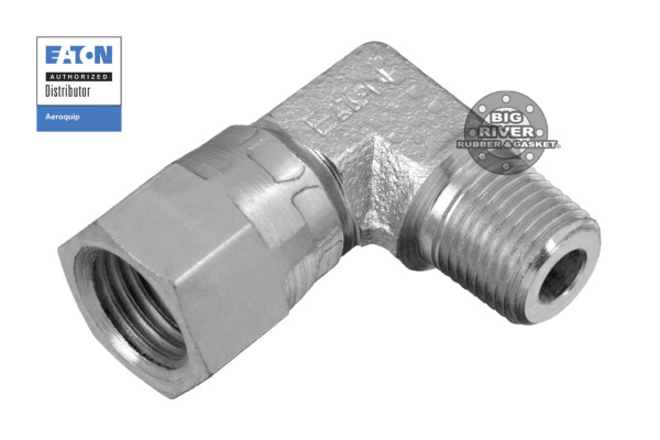 Eaton Aeroquip Male External Pipe to Female 37° Flare Swivel SAE 90° Elbow Adapter