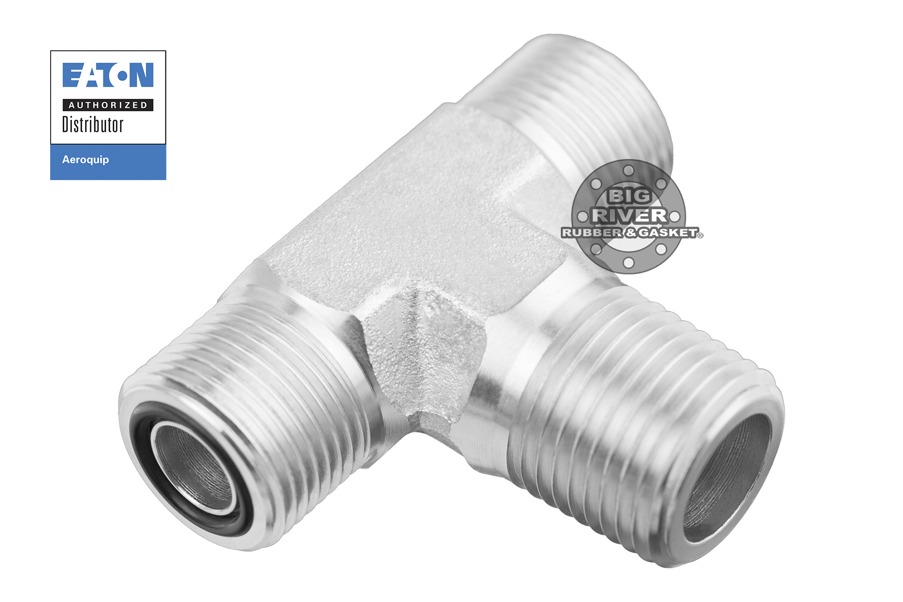 Eaton Aeroquip External Male ORS O-Ring to External Male ORS O-Ring to External Male NPTF Pipe Tee Adapter