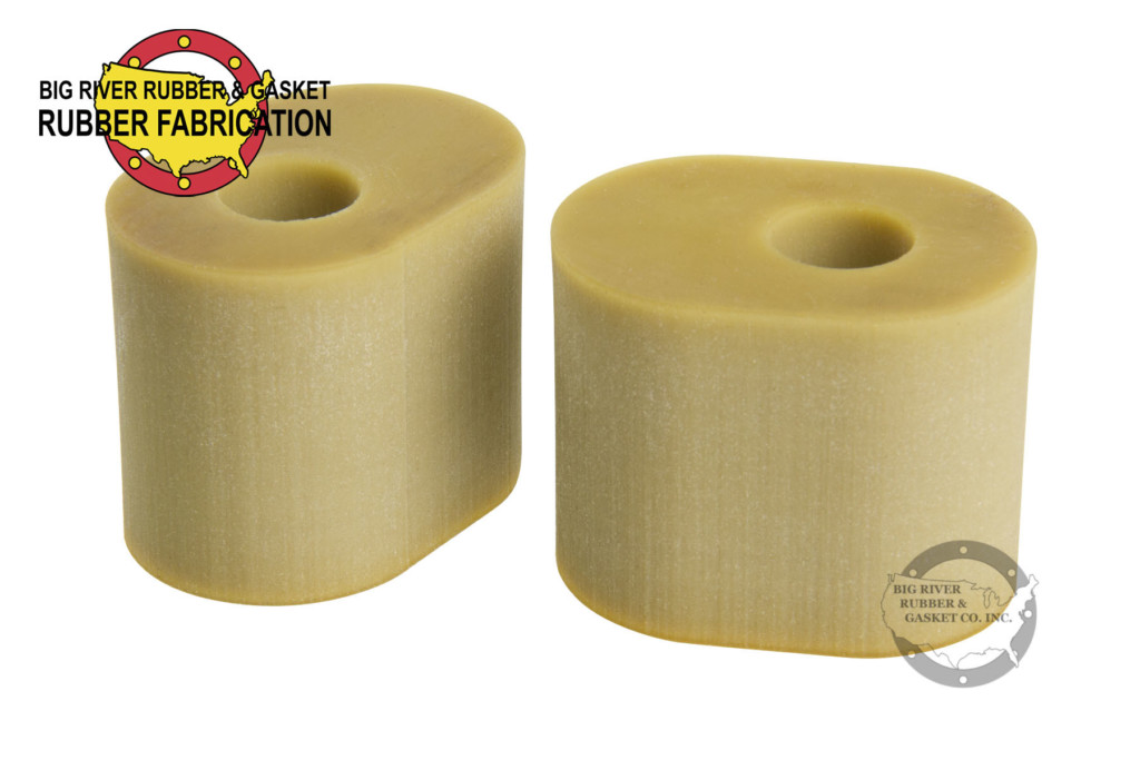 Pure Gum Oblong Bushings 2" thick, Custom Pure Gum Part, custom fabrication, rubber fabrication, rubber part,
