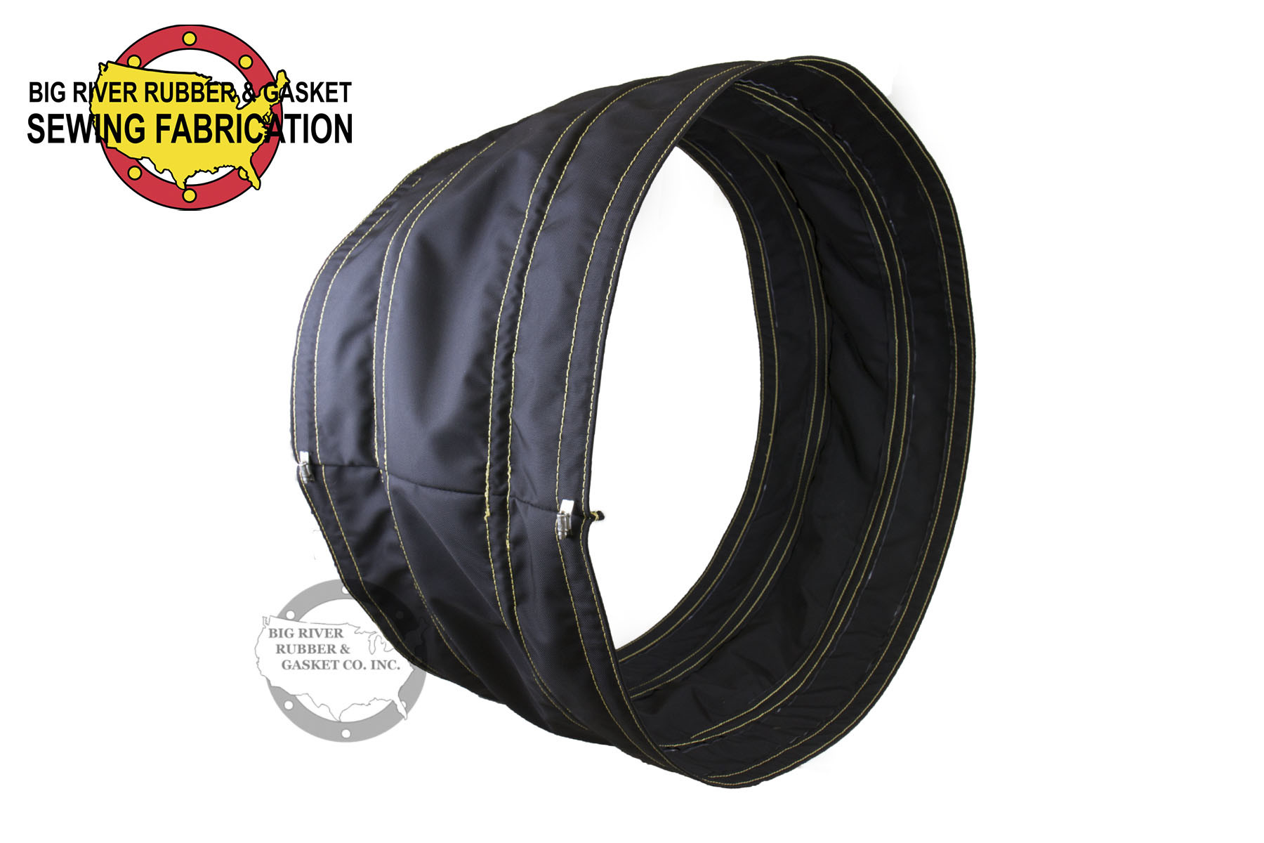 Sewn Ballistic Nylon Protective Sleeve with Imbedded Clamps Big River Rubber & Gasket