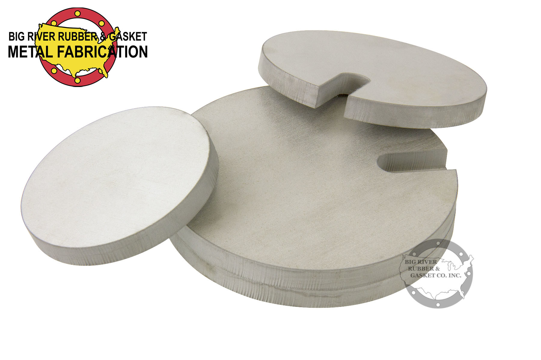 Custom Stainless Steel Discs with Slot 3/8″ Thick Big River Rubber